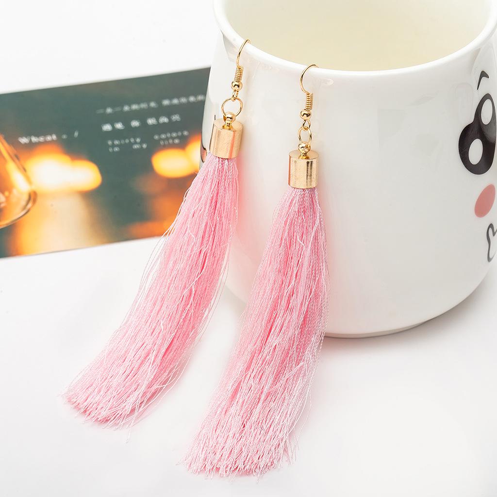 Moda Mulheres Estilo Boêmio Longas Borlas Pendentes Brincos de Gancho Par de Brincos Pendentes MIT