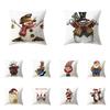 Cute Santa Claus Merry Christmas Print Pattern Cushion Cover Home Living Room Sofa Decoration Polyester Pillow Pillow Cover