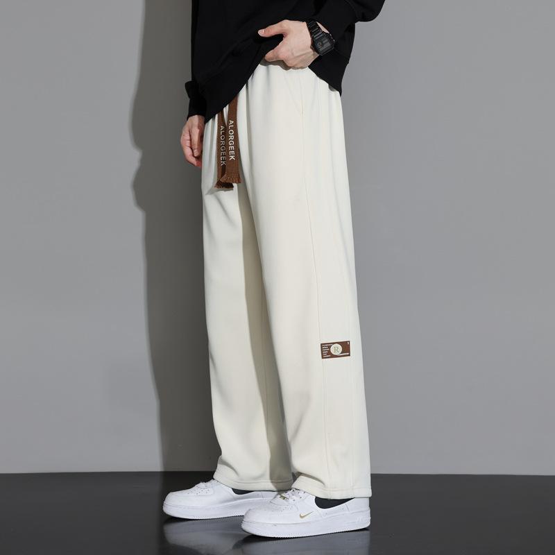 

Мужские повседневные брюки мужские весенне-осенние новые драпирующиеся однотонные спортивные штаны мальчиковые свободные прямые широкие брюки 4XL