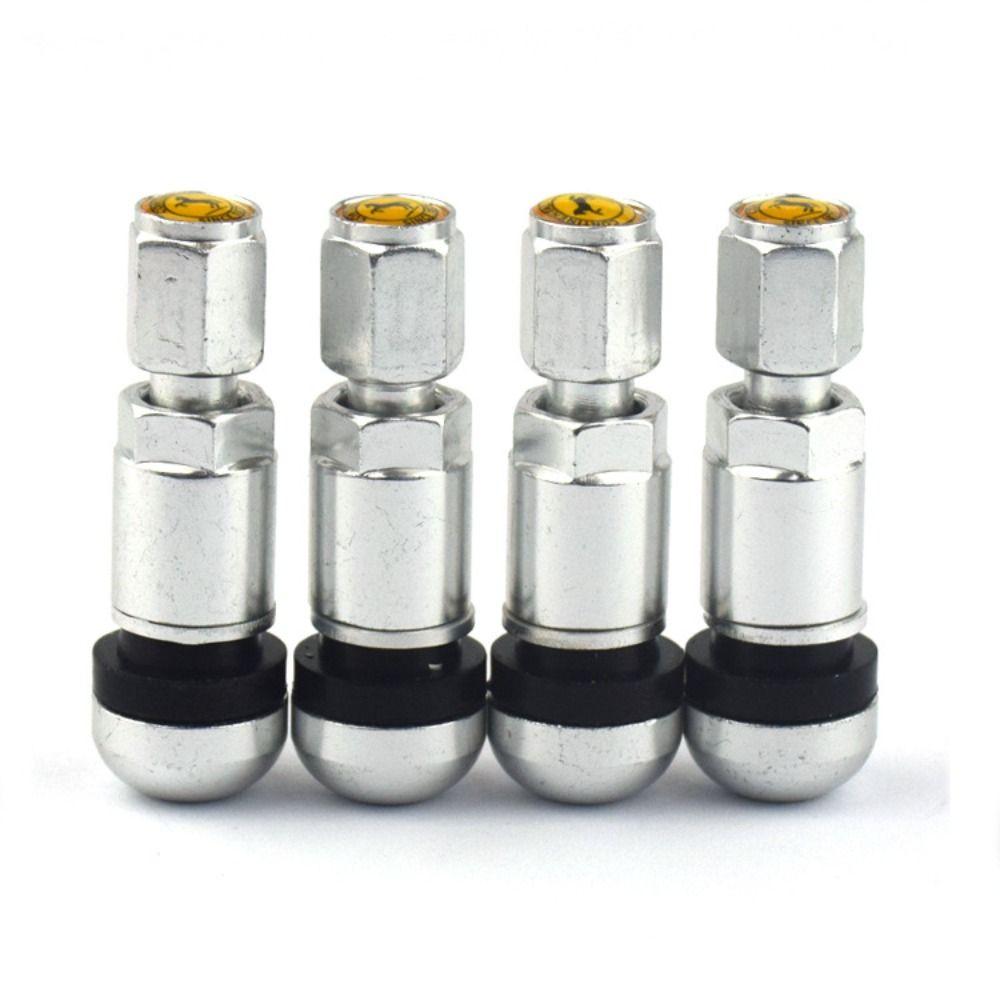 4Pcs Stainless Steel Tire Valve Durable Professional Aluminium Alloy Car Tire Accessories Stem Round Bottom Hex Cap Car