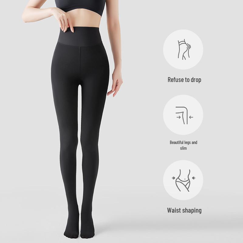 Damen Wasserglanz Fleecegefütterte Strumpfhose - Bare-Leg-Effekt, Übergröße, Frühling/Herbst-Bekleidung