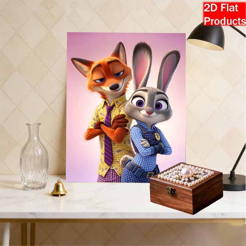 Disney DIY Pearl Painting Zootopia Judy and Nick's Creativity Decorative Painting Creative Ornaments Friends Gifts Desktop Furnishings Home Decoration