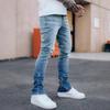 Fußoffener Reißverschluss Hohe Qualität 4 Farben Wasser-Ripped Jeans Herren Gerade Hosen