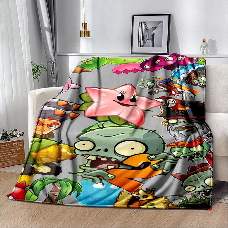 P-Plants vs. Z-Zombies Game Blanket with Peashooter Design Ideal for Sofa and Bed Cover throw blanket