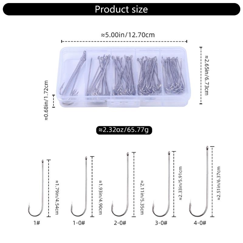 70 Stück Widerhaken Angelhaken Langer Schenkel Angelhaken Salzwasser Angelzubehör Mehrere Größen Metallhaken