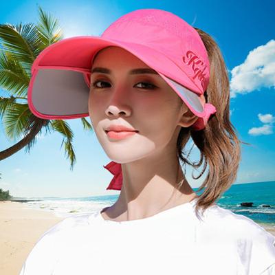 Women Summer Sun Hat Lace Up Adjustable Retractable Brims Anti-UV Anti-slip UV Protection Long Brim Beach Outdoor Lady Summer