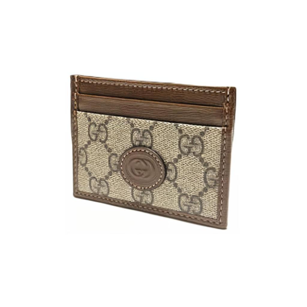 Gucci Interlocking G GG Supreme Canvas Card Holder For Unisex Daily Use