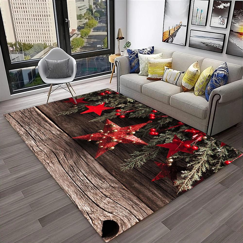 Alfombra con diseño de Papá Noel y árbol de Navidad para niños, regalo para el hogar, sala de estar, dormitorio, sofá, decoración, alfombrilla antideslizante
