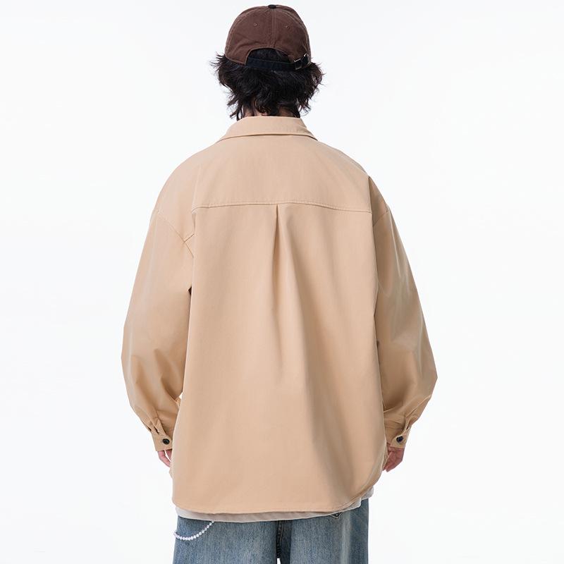 Spring New Solid Color Shirt for Men's Fashion Trend Casual Solid Color Shirt