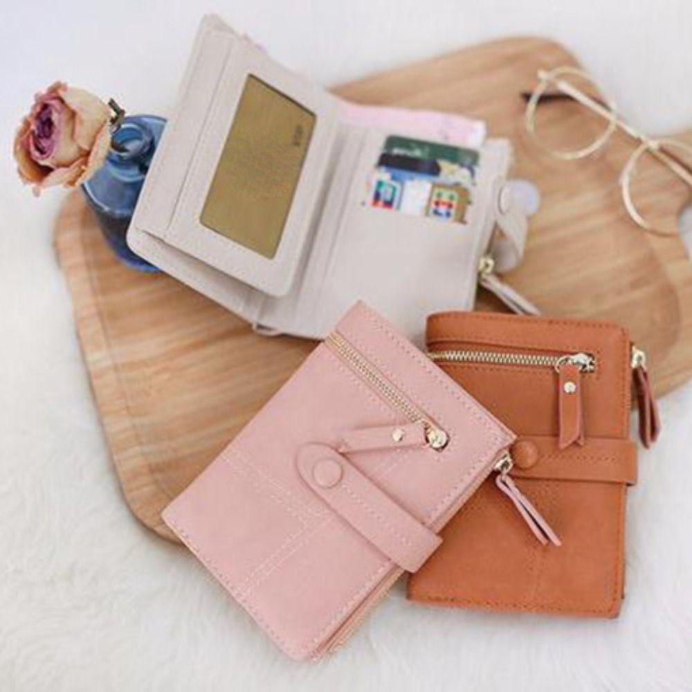 Multi-card Slot Women Card Bag Folding PU Leather Coin Purse Simple Short Women Wallets  Girl