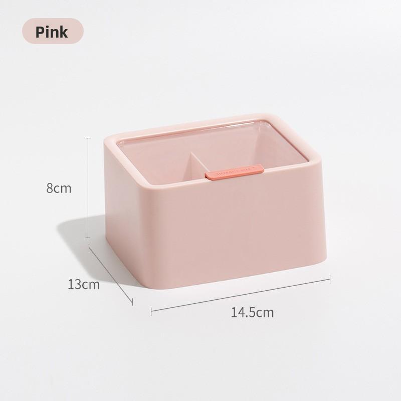 A Transparent Covered Cosmetic Cotton Swab Lipstick Storage Box with Double-layer Compartments and A Simple Desktop Storage Box