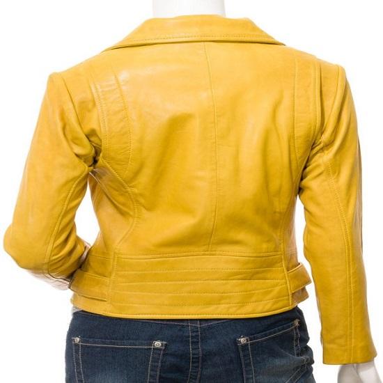 Noora Womens lambskin yellow leather jacket, Motorcycle biker leather jacket | Biker Slim fit Jacket