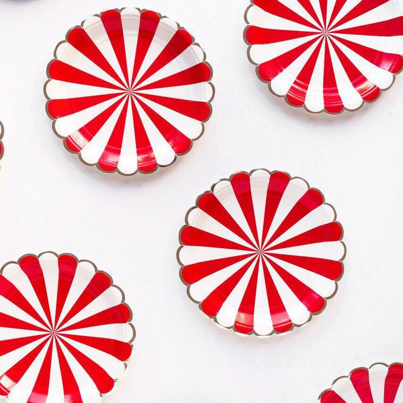 Goldene Vertikale Streifen c Pappteller Einwegparty Potluck Spezialpapier Speiseteller Geburtstagstortenplatte