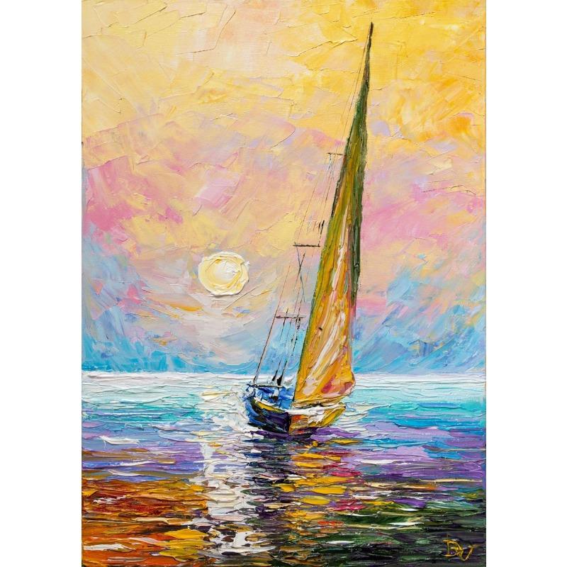 Abstract Sailing Sunset Poster Sea Wall Art Landscape Canvas Painting Print Wall Picture for Living Room Home Decoration