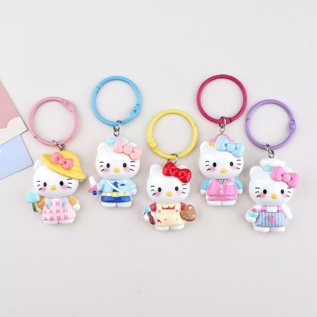 Sanrio Cute Cat Keychain Pendant: Cartoon Girly Heart Bag Charm, Perfect Small Gift for Couples