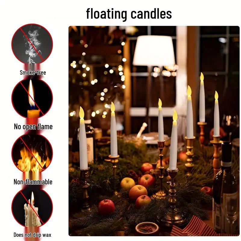 Floating LED Christmas Candle Lights for Tree and Magic Wand Decorations