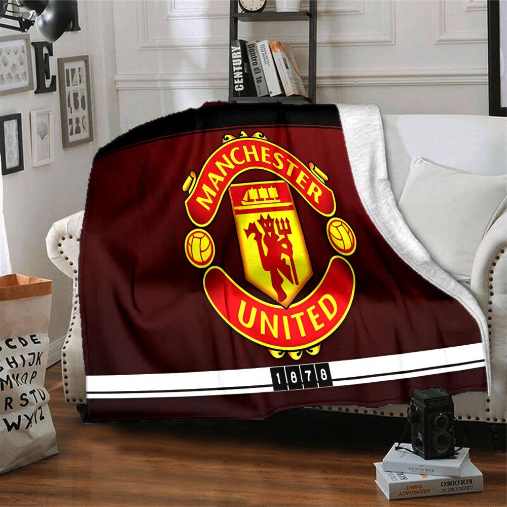 Coperta in Flanella con Stemma di Manchester, Morbido Poliestere, Design Moderno, Per Tutte le Stagioni per Campeggio, Viaggi, Regali per le Feste o Compleanni