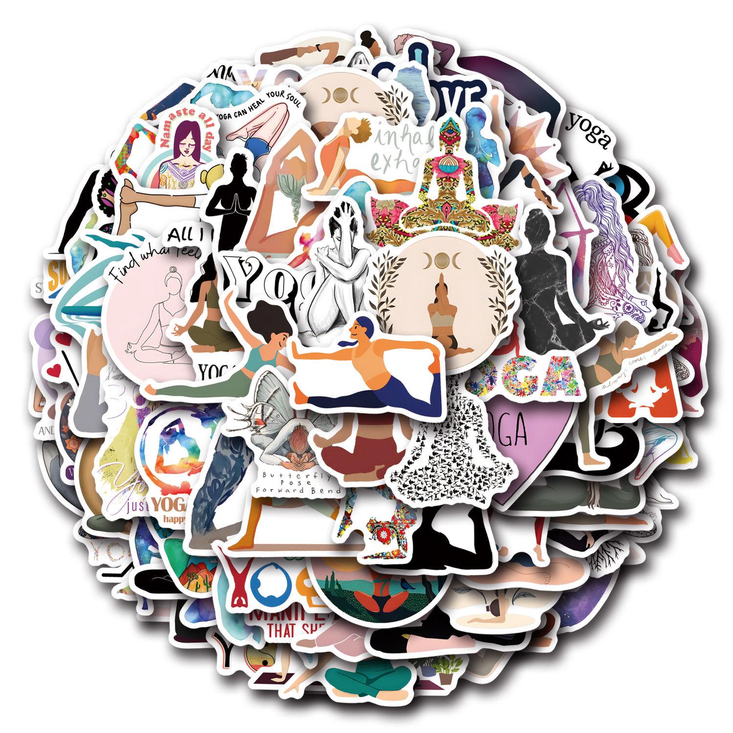 110 New-Style Waterproof Yoga Graffiti Stickers for Suitcases & Phones