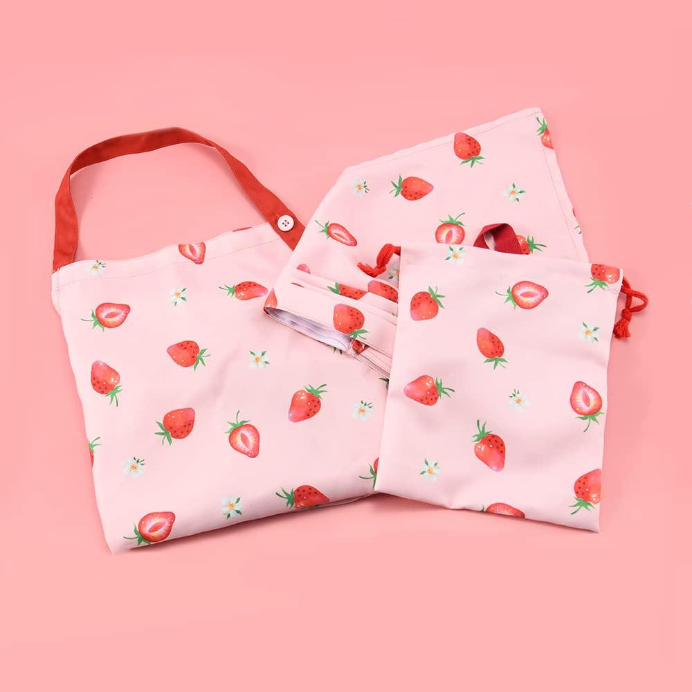 Yakusel Set Schürze für Kinder mit Aufbewahrungshöhe Kordelzug Kochen Erdbeere und 50518 3-teilige Tasche, 120-150cm, Bandana, Tasche, Klasse, L, Blume,