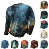 Men's Halloween Print Crewneck Long Sleeve T-Shirt for Casual Wear