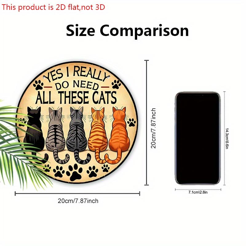 2D Flat Rustic Wooden Sign with Cat Theme, Charming Pet Decorative Plaque with Adorable Cat Pattern Design, Ideal for Front Door Decor