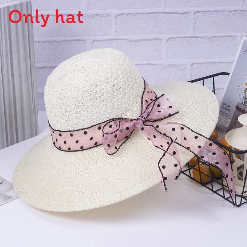 Sun Protection Hat For Women With Wide Brim And Butterfly Bow Summer Beach Beachwear