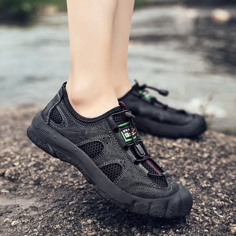 

Men Summer Casual Shoes Fashion Breathable Walking Shoes Thick Sole Boat Shoes Soft Flat Men Shoes Outdoor Non slip Men Sneakers 38 чёрный