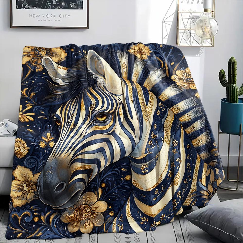 Zebra Print Flannel Blanket, High quality Comfortable for All Seasons, Home Decor, Warmth and Comfort, Perfect for Christmas Gifts