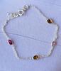 Natural Multi Tourmaline Gemstone 925 Sterling Silver Bracelet 7-8", Christmas