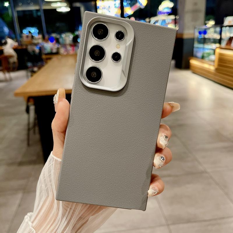 

Для Magsafe Magnetic Solid Color Phone Case для Samsung S25 S24 S22 Ultra Plus S23 S21 S20 Fe Leather Texture Square Противоударный тонкий TPU мягкий чехол Samsung S21 Ultra