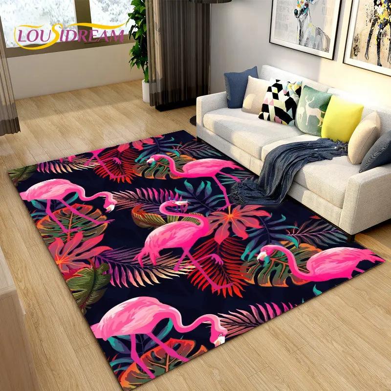 Tapete criativo nórdico 3D Flamingo Bird Area, tapete para sala de estar, quarto, sofá, cozinha, banheiro, capacho, tapete antiderrapante