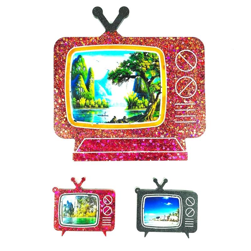 TV Photo Frame Keychain Silicone TV Keychain Charms Epoxy Resin Molds 2 Mini Pendant Mold with Hole Set