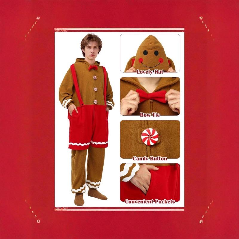 Halloween Costume Pajamas onesie Adult Gingerbread Cosplay Christmas Dress Up Cosplay
