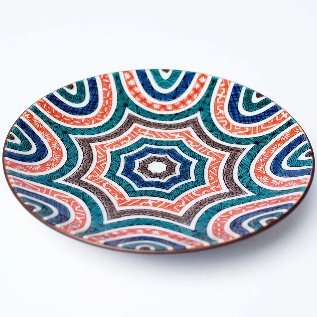 Waza no Kura Stylish Kutani ware small old Kutani colored geometric small serving branded Japanese - plates, masterpieces, plates, patterns, plates,