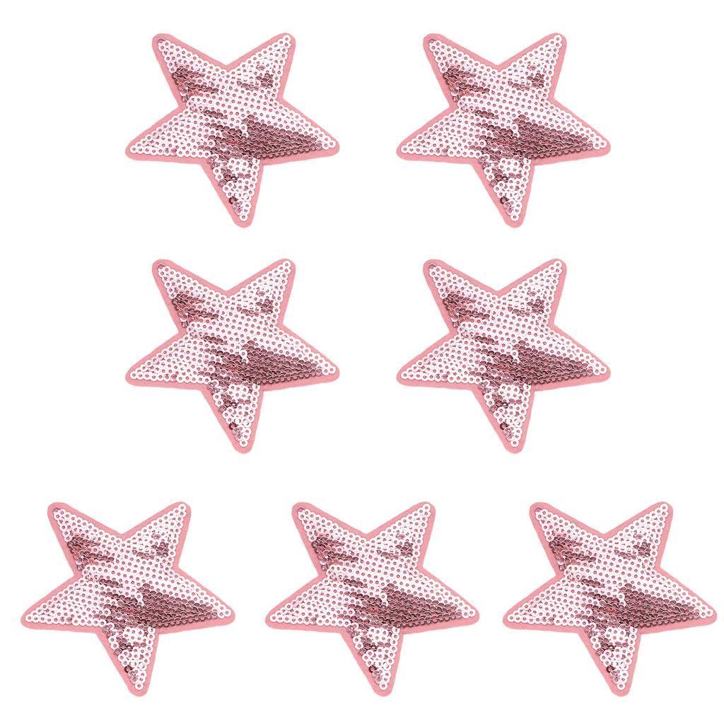 7Pieces Colorful Sequined Star Patches Clothing Craft Materials Fabric Applique For Hairclip And Craft Applications
