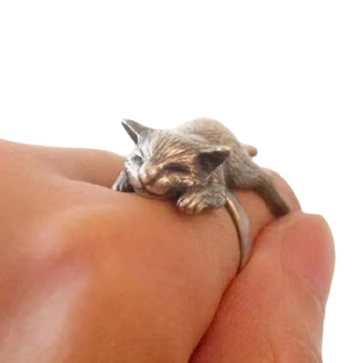 Cats Shaped Ring With Opening Feature Trendy Alloy Jewelry For Girls And Women Stylish Everyday Accessory