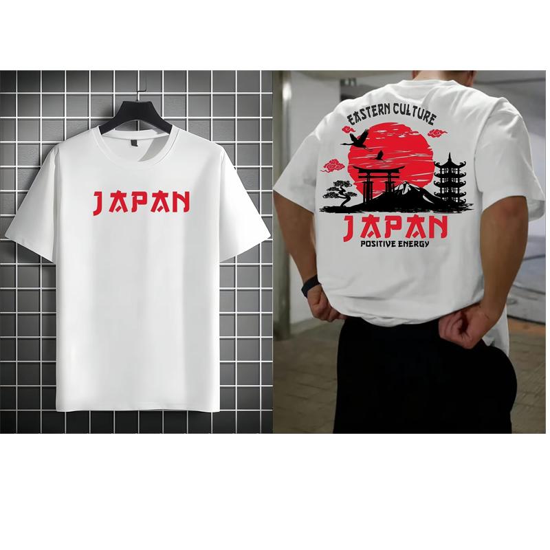 Men Women T-Shirt Eastern Culture Fuji & Torii Gate Graphic Tee Traditional Japanese Streetwear Casual Cotton Tops