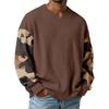 Herren Camouflage Stilvolles V-Ausschnitt Geripptes Strukturiertes Langarm-T-Shirt