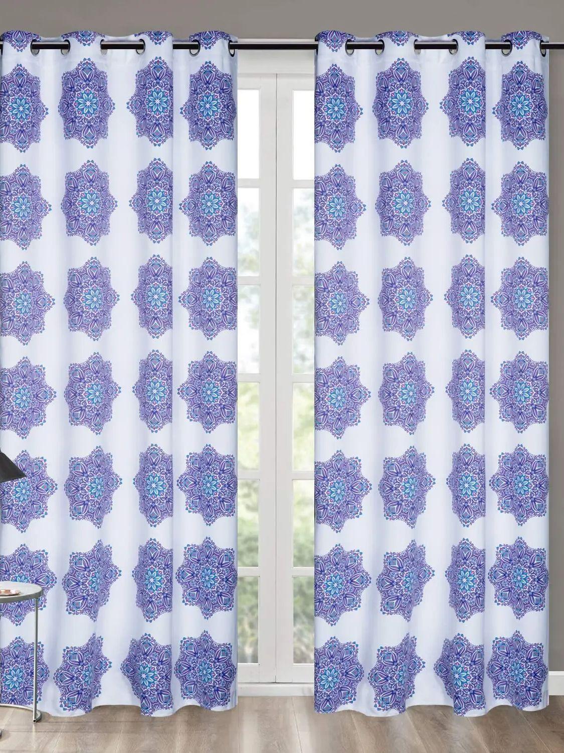 

52 x 95 Blackout Thermal Insulated Light Blocking Grommets Curtain, Indian Floral (2 Panels Set) фиолетовый