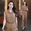  Summer New Casual Fashion Mother Outfit Foreign Style Age-reducing Sportswear Suit Loose and Thin Two-piece Suit Trendy