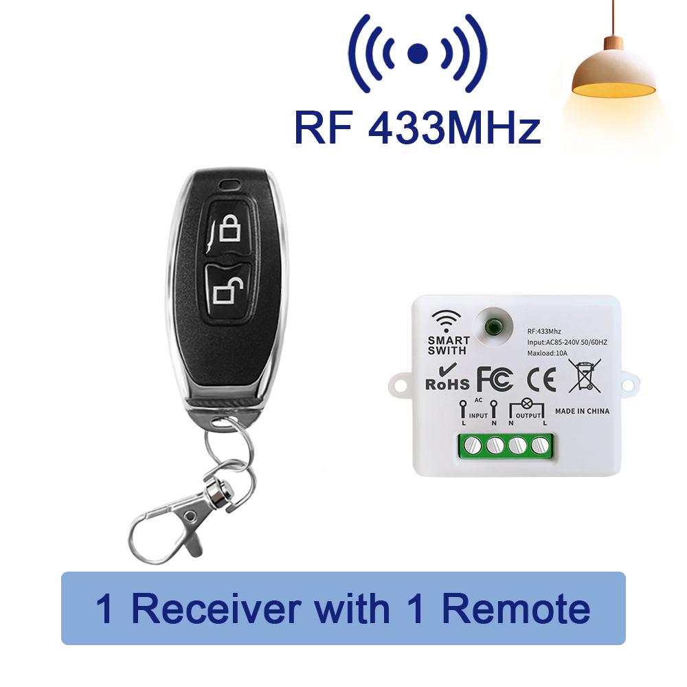 Wireless RF433MHz Remote Control Light Switch 10A Relay Receiver With ON/OFF Transmitter Wall Panel Switch For Lighting Led
