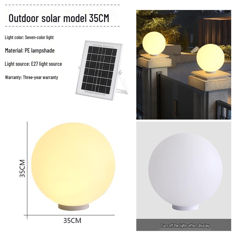 Wasserdichte Solar-Gartenpfostenleuchten - Runde Kugel für Außenpfosten und Zäune