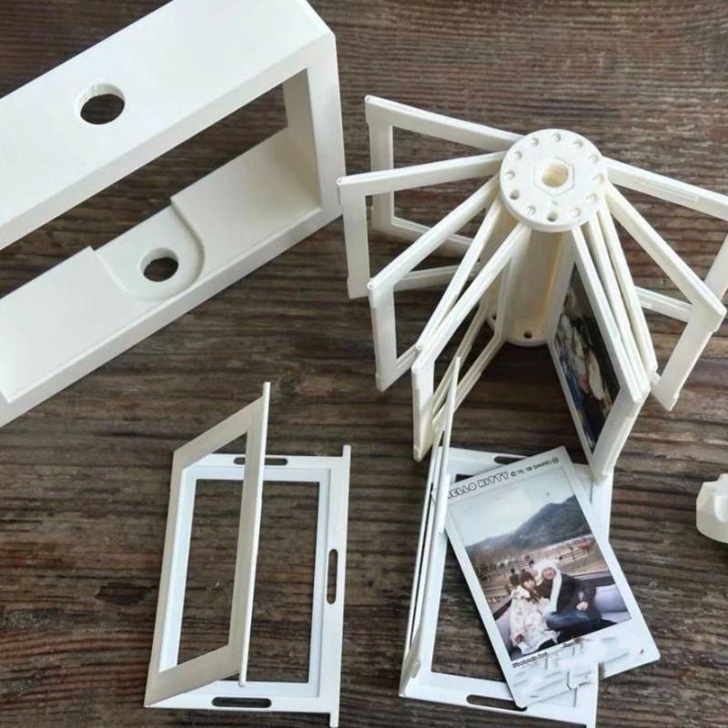 Resin Rotatable Photo Frame 3D Rotating Photocard Holder Multi-Purpose Transparent Tabletop Photo Frame Desktop Decoration