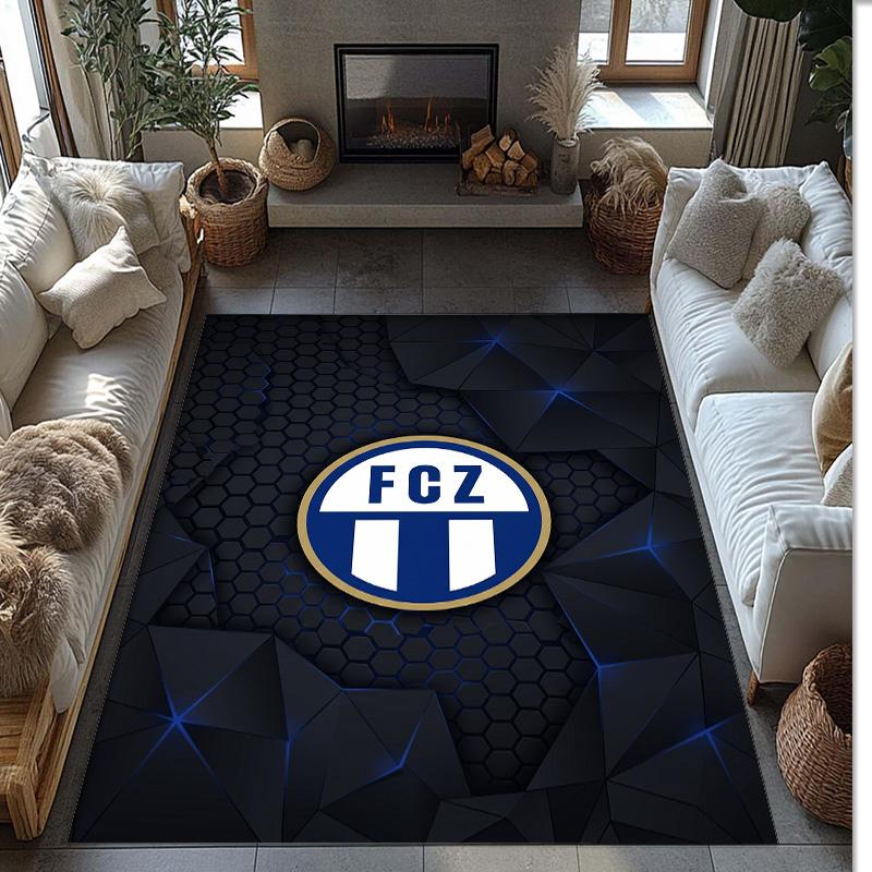 Tappeto Morbido Area Rug con Motivo Calcio FC Zürich Antiscivolo Tappeto per Pavimento Interno Tappetino Decorazione Sportiva per Camera da Letto