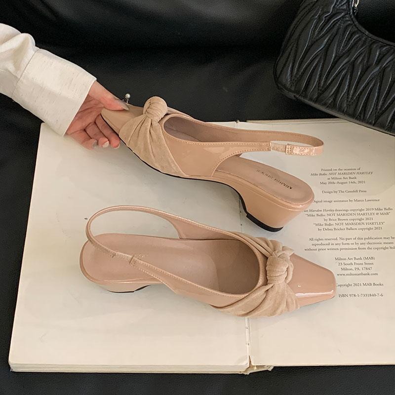 Fashion 2025 New Fashion Pointed Toe Ladies Low Heel Sandals Slip On Shoes Female Shallow Footwear Elegant Women Heeled Sandals Shoes