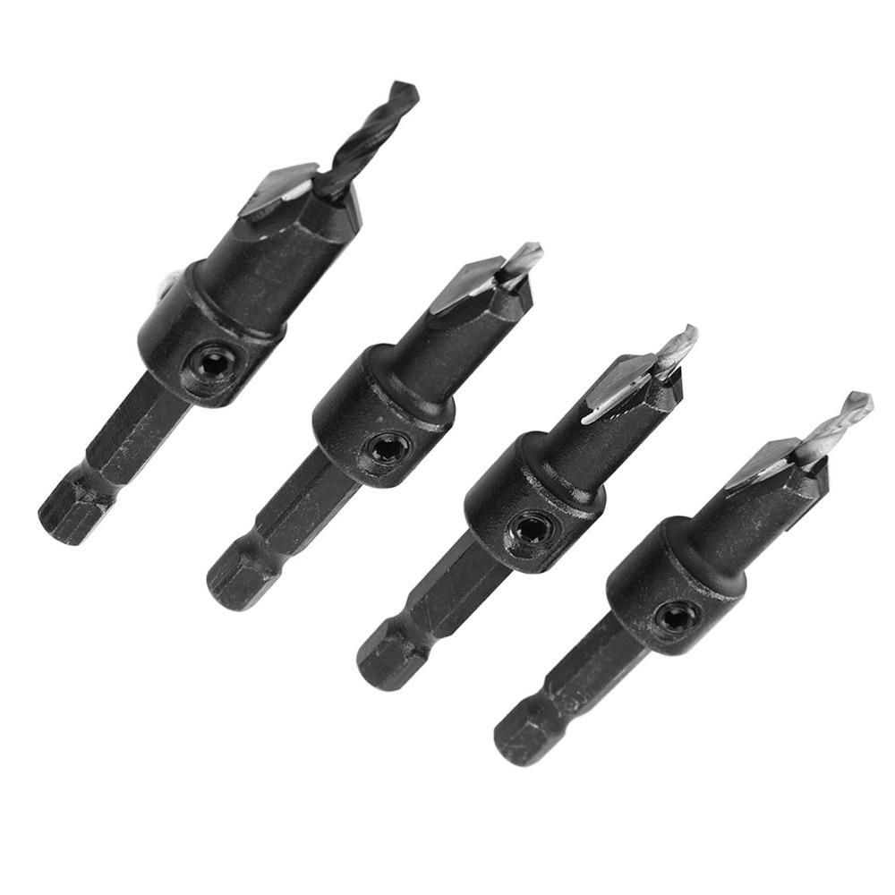 4pcs 4 Piece Set Countersink Drill Bit Set Cemented Carbide Pilot Drill Bit For Self Tapping Screws