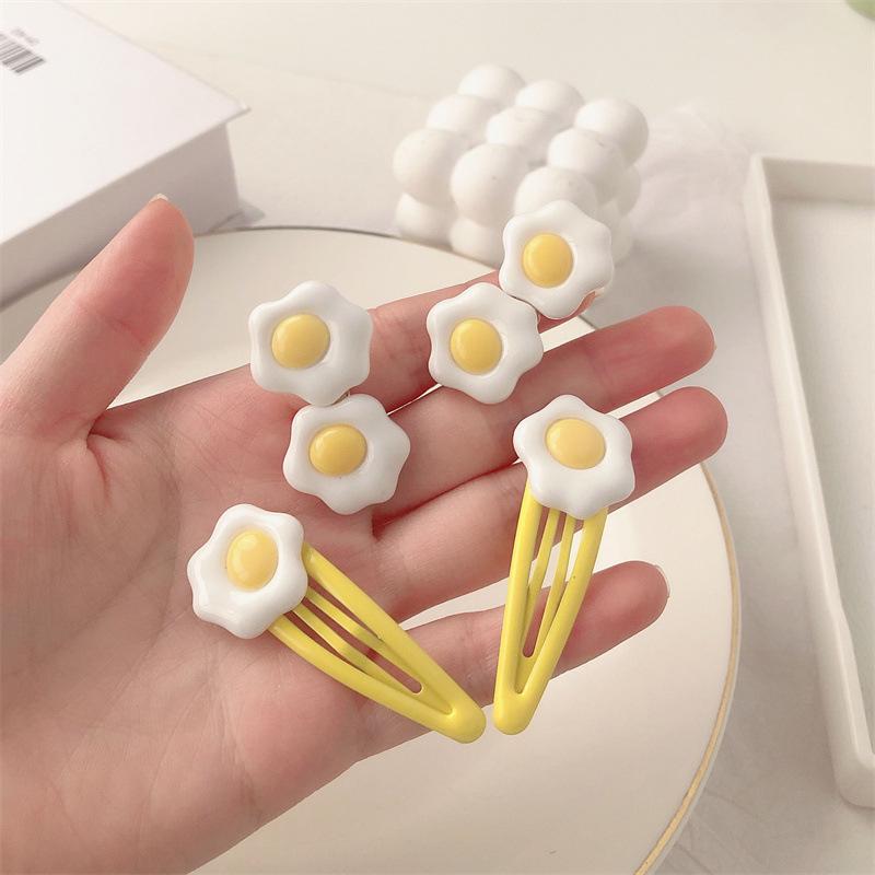 Girly Heart Fried Egg Hair Clip - Cute Bangs Side Swept Accessory