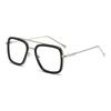 Trendy Unisex Double Beam Metal Square Frame Sunglasses for European American Fashion
