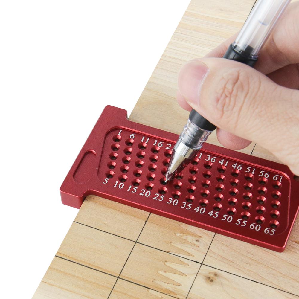 Precision Square Woodworking 65mm T Ruler Measuring Marking Aluminum Alloy Hole Positioning Crossed-out Hole Marking Gauge