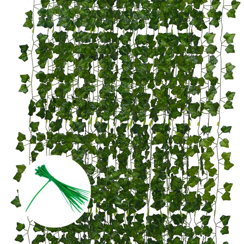 

16/24 шт. пластиковые искусственные листья плюща растения лозы висят для домашнего сада свадебные украшения 24 pieces